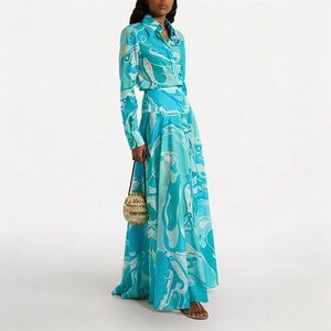 Emilio Pucci Orchidee high-rise cotton maxi skirt